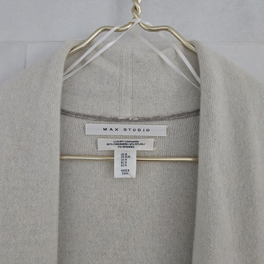 Max Studio Luxury Cashmere Double Face Open Front Long Cardigan Sweater Jacket M - Picture 5 of 8